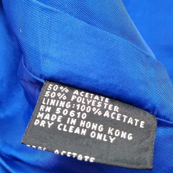 Le Suit Petite SZ 4P Royal Blue Early 90's Retro Short Sleeve Suit Skirt Set - Picture 11 of 15